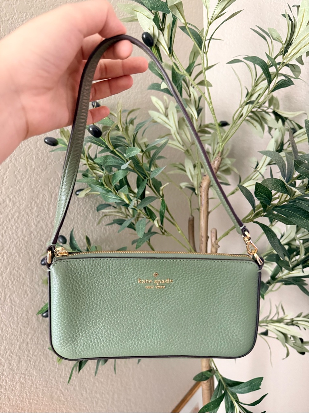 Kate Spade New York Green Pebbled Leather Shoulder Crossbody Bag